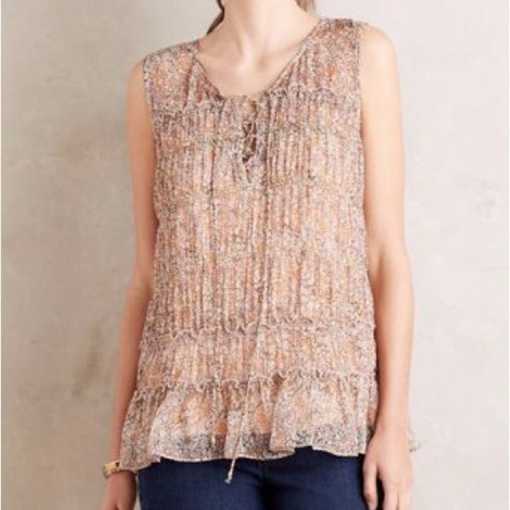 Anthropologie Floreat Sheer Floral Blouse Sz. 8 NWT!